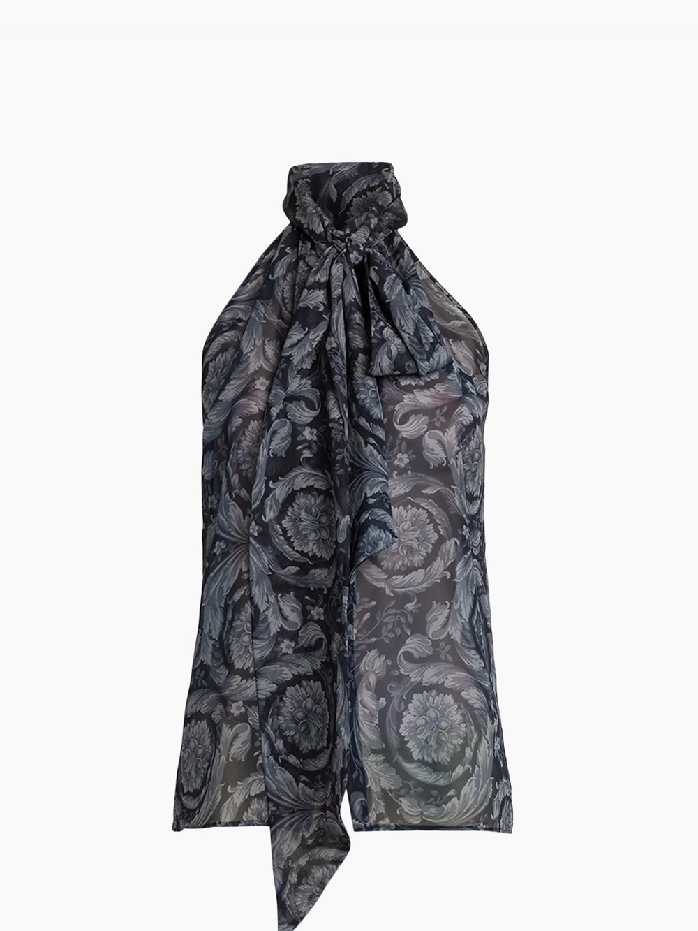 Versace Barocco Print Georgette Tie-Front Top
